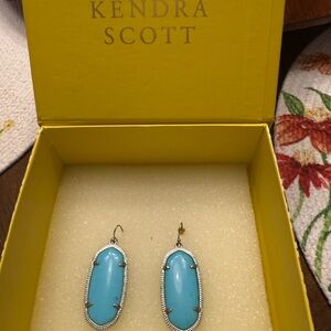 Kendra Scott Blue/Silver Glass Elle Drop Earrings